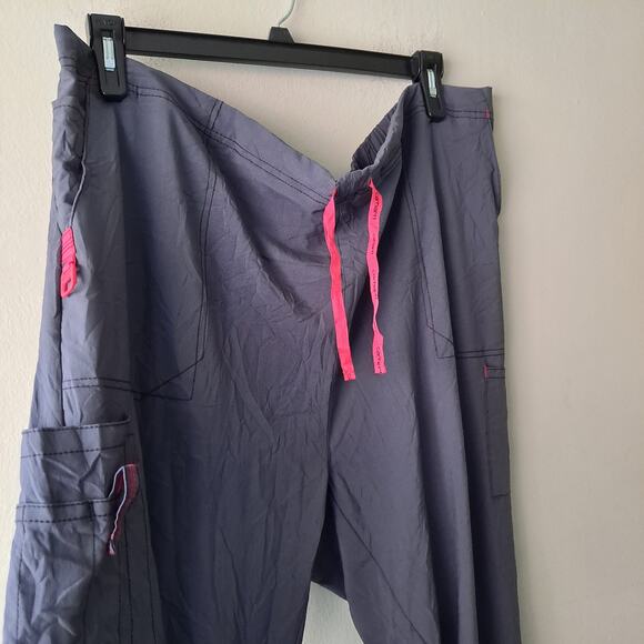 Carhatt Mens Gray Pink Elastic Waist Pull On Cargo RIP STEP SCRUB Pants Size3XL - Picture 9 of 16
